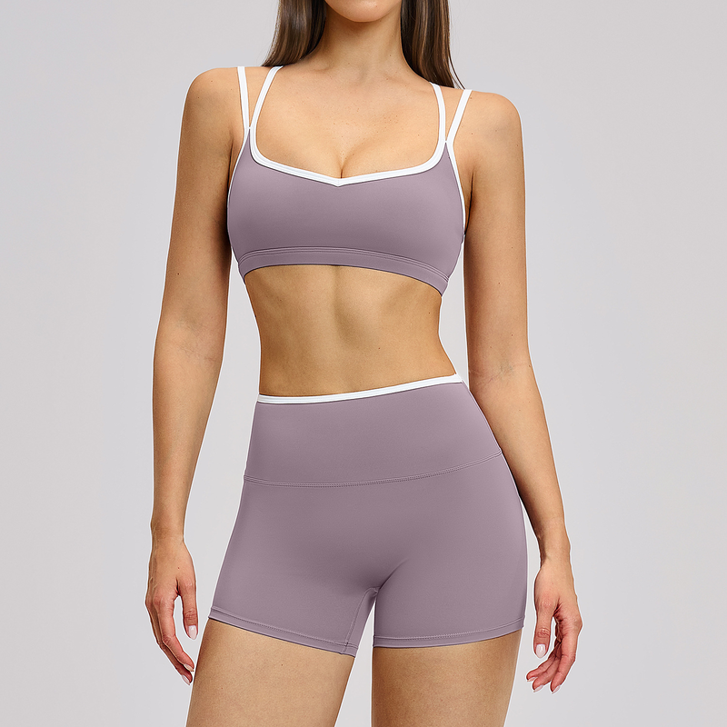 Quality Fitted Racerback Elastic Sport Wire Free Yoga Set For Group Fitness factory
