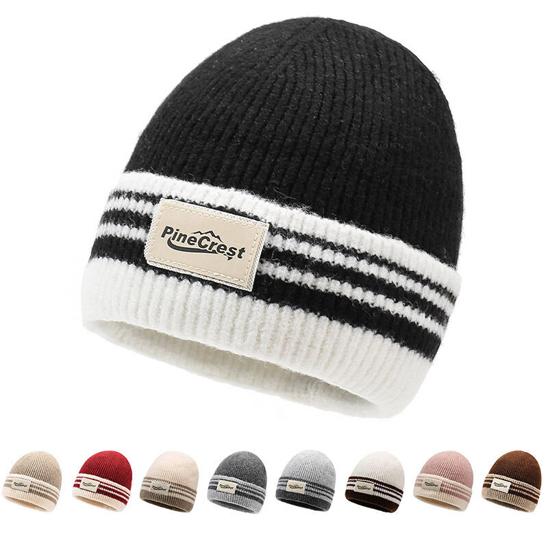 Quality  New Striped Warm Stylish Versatile Knitted Hat For Autumn And Winter factory