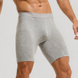 Quality Long ‑ Leg Elastic microfiber Men's Breathable Boxer Briefs For Gym Workouts factory