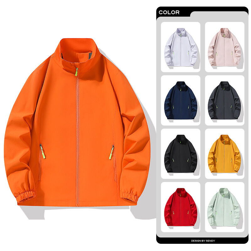 Quality Stand-Up Collar Windproof Waterproof Polyester Windbreaker Jacket for Outdoor Sports factory