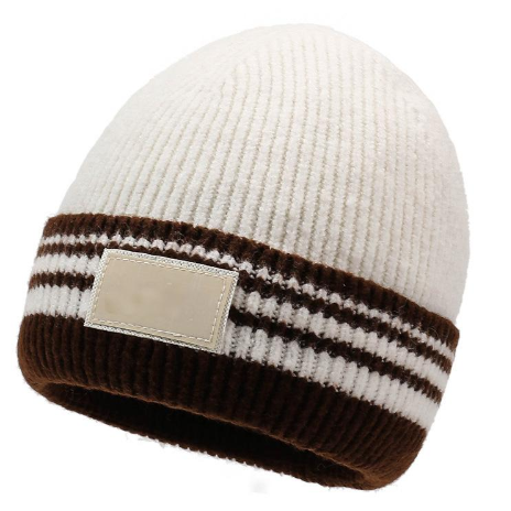 Quality Striped Warm Versatile Knitted Hat for Autumn and Winter Beanie factory