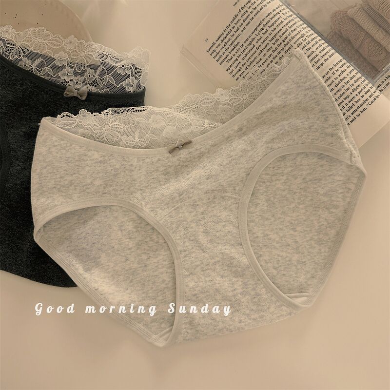Quality Elegant Delicate Lace Trim Snug Body-Mapped Stay-Put Fit Breathable Premium Natural Cotton Ladies' Briefs factory