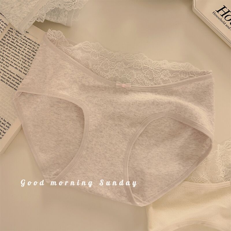 Quality Elegant Delicate Lace Trim Snug Body-Mapped Stay-Put Fit Breathable Premium Natural Cotton Ladies' Briefs factory