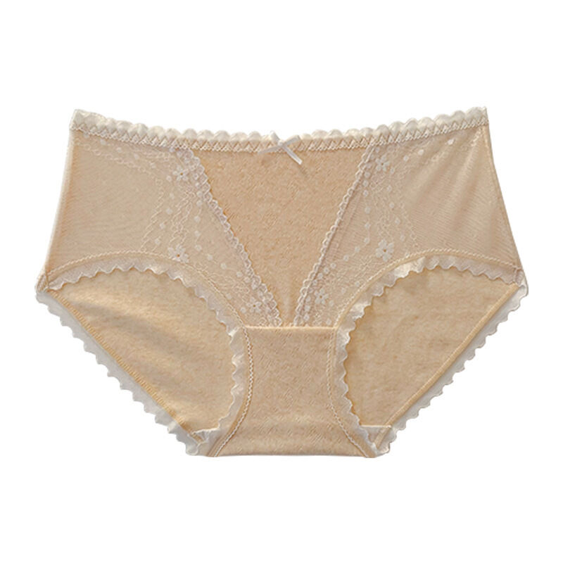 Quality Elegant Delicate Lace Trim Stretchable Stay-Put Fit Soft Breathable Cotton Ladies' Lace Briefs factory