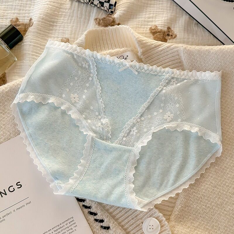 Quality Elegant Delicate Lace Trim Stretchable Stay-Put Fit Soft Breathable Cotton Ladies' Lace Briefs factory