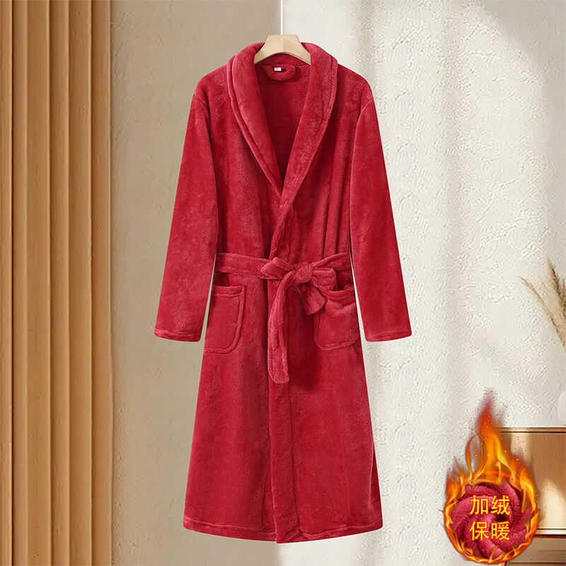 Quality Ultra-Soft Flannel Bathrobe with Loose Relaxed Fit for Festive Christmas Loungewear factory