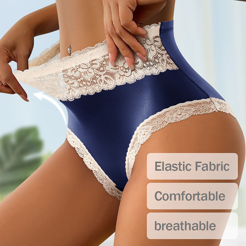 Quality Breathable Stretchable Mid-rise Ladies Briefs Soft Satin Lacy Women's Briefs for Sleeping Lounge at Home factory