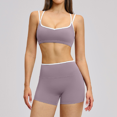 Quality Fitted Racerback Elastic Sport Wire Free Yoga Set For Group Fitness factory
