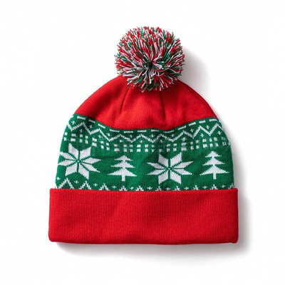 Quality Festive Pom-Pom Knitted Hat with Warm Windproof Fit and Soft Skin-Friendly Material for Winter factory
