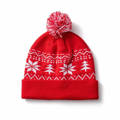 Quality Festive Pom-Pom Knitted Hat with Warm Windproof Fit and Soft Skin-Friendly Material for Winter factory
