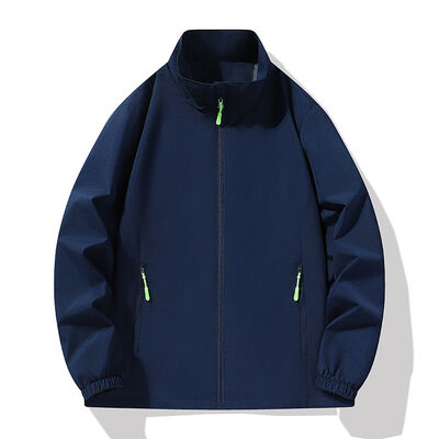 Quality Stand-Up Collar Windproof Waterproof Polyester Windbreaker Jacket for Outdoor Sports factory