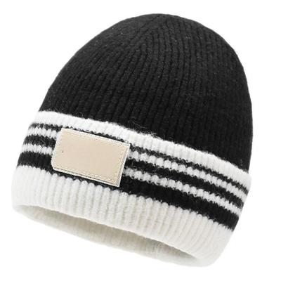 Quality Striped Warm Versatile Knitted Hat for Autumn and Winter Beanie factory