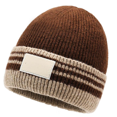 Quality Striped Warm Versatile Knitted Hat for Autumn and Winter Beanie factory