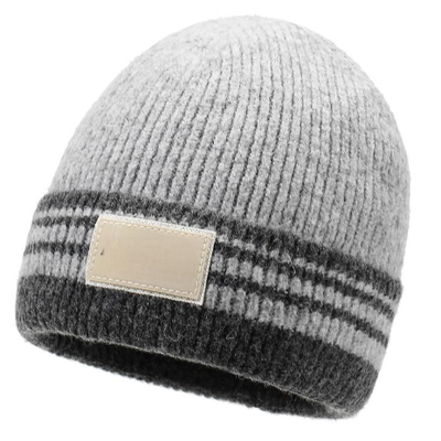 Quality Striped Warm Versatile Knitted Hat for Autumn and Winter Beanie factory