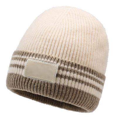 Quality Striped Warm Versatile Knitted Hat for Autumn and Winter Beanie factory