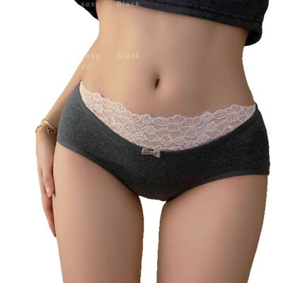 Quality Elegant Delicate Lace Trim Snug Body-Mapped Stay-Put Fit Breathable Premium Natural Cotton Ladies' Briefs factory