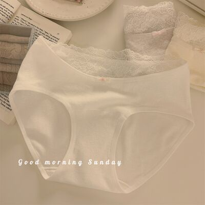 Quality Elegant Delicate Lace Trim Snug Body-Mapped Stay-Put Fit Breathable Premium Natural Cotton Ladies' Briefs factory