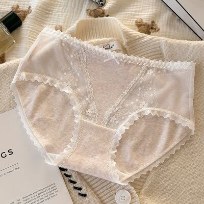 Quality Elegant Delicate Lace Trim Stretchable Stay-Put Fit Soft Breathable Cotton Ladies' Lace Briefs factory