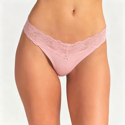Quality Invisible No-Show Breathable Open-Work Elastic Soft-Stretch Lace Women's Thong for Summer factory