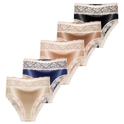 Quality Breathable Stretchable Mid-rise Ladies Briefs Soft Satin Lacy Women's Briefs for Sleeping Lounge at Home factory